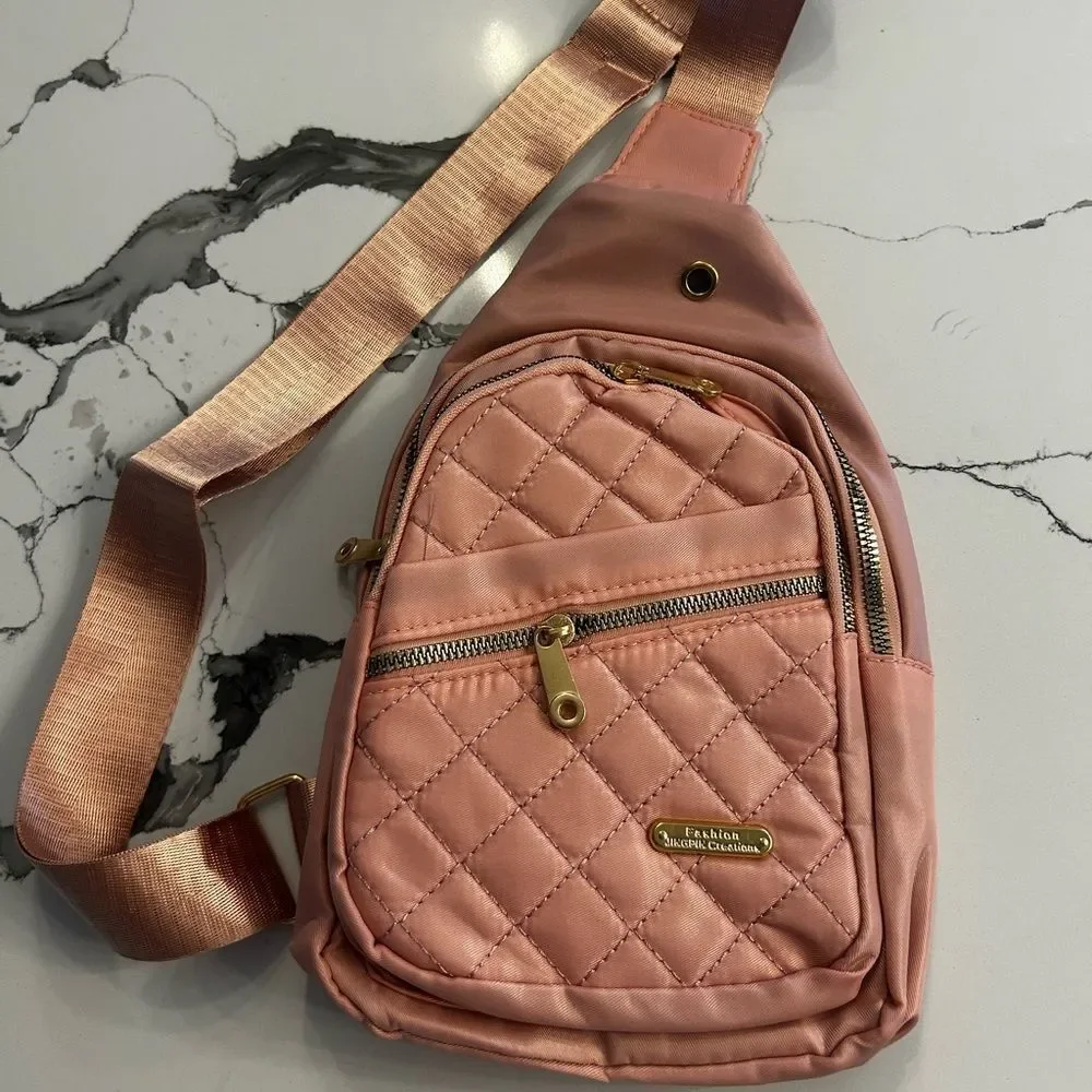 Pink Quilted Crossbody Bag
